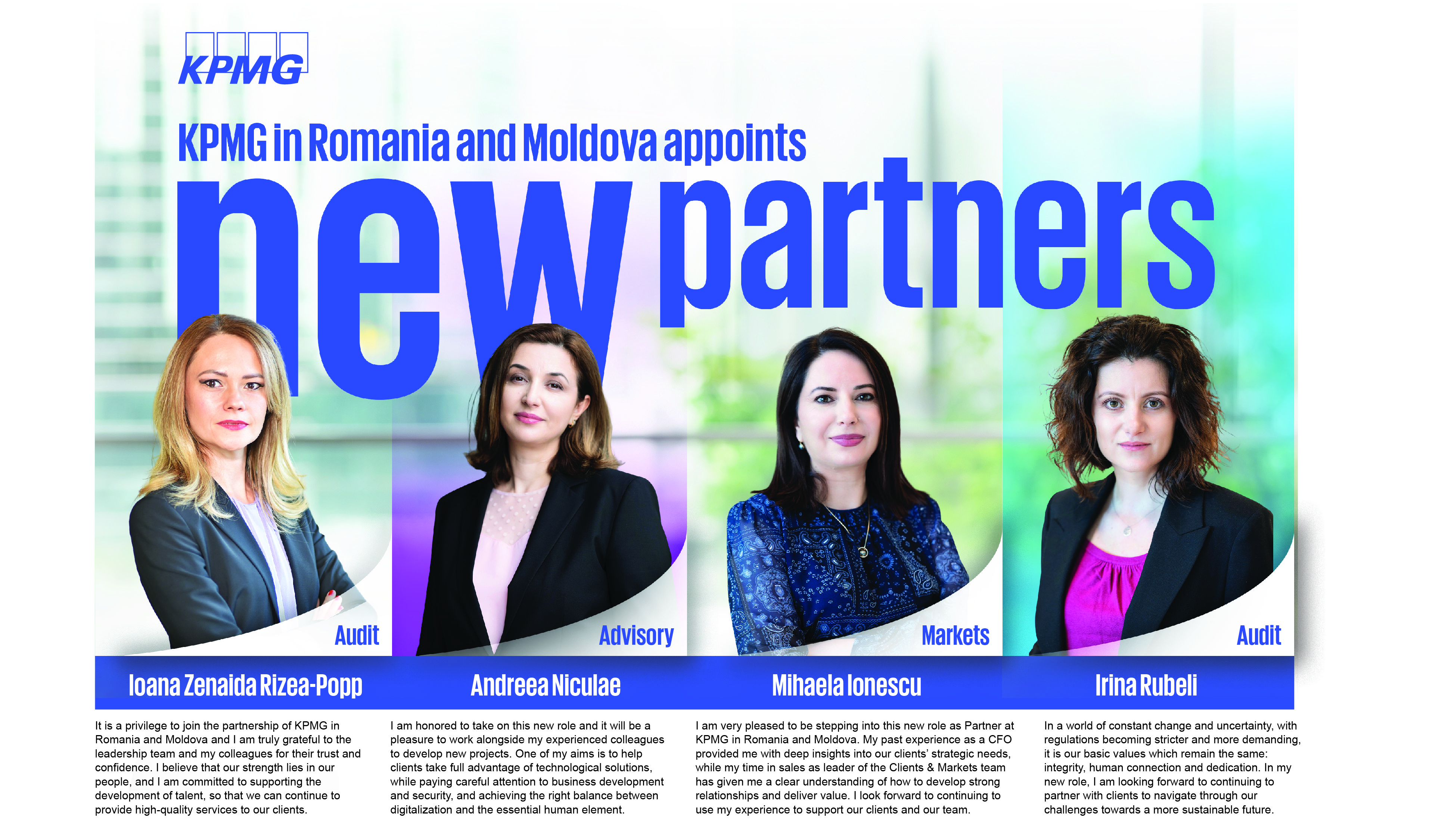 New appointments at leadership level at KPMG in Romania and Moldova